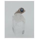 Sterling Art Deco Blue Spinal Ring