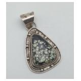 Sterling Large Turquoise Southwestern Pendant Art