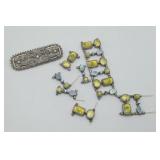 Costume Jewelry Bracelet & Filligree Brooch