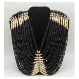 Black & White Multi Strand Seed Bead Necklace