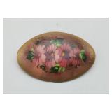 Vintage Hand Painted Flower Brooch Pin