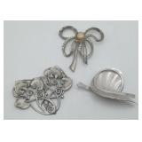 Coro Modernist Silver Tone Brooch & Jewelry lot