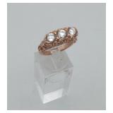 925 Rose Gold Overlay 3 stone CZ ring