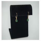 14K Yellow Gold Emerald Leverback Earrings