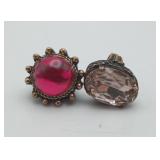 2 Vintage Rhinestone Costume Jewelry Rings