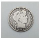 1898 Barber Silver Half Dollar US Coin