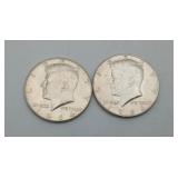 Two 1964 Siiver Half Dollar US Kennedy Coins