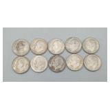 1960's Roosevelt Silver Dimes 10 US Coins