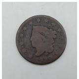1822 Large One Cent Coin Cornet Liberty Head Penny