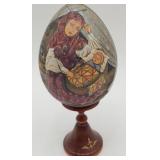 Russian hand Painted Egg on Stand Madonna