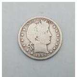 1899 Silver Barber Quarter 25 Cent US Coin