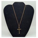 Gold on Sterling Silver Cross Necklace 7.5 grams