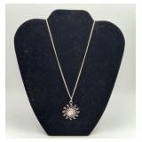 Sterling Silver Sun Pendant Abalone Necklace 8g TW