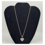 Sterling Silver Puff Heart Rope Chain Necklace 7.3