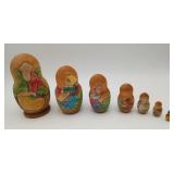 Folk Art Russian Nesting Doll Farm Family