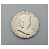 1954-S Silver Ben Franklin half Dollar US Coin