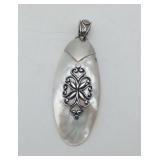 Sterling Silver Mother of Pearl Filigree Pendant