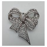 VTG Joan Rivers Crystal Rhinestone Bow Brooch MIB