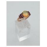 Sterling Gold Overlay Fire Opal & Garnet Ring