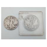 Lot 2 1942&44 Walking Liberty Silver Coin Coins