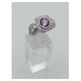 Sterling Silver Amethyst CZ Ring Like New