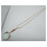 Magnifying Glass Floral Gold Tone w/ Necklace