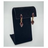 Sterling Gold Overlay Garnet Earrings Like New