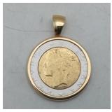 14k Gold Bezel Bvlgari Italian 500 Lire Coin