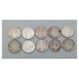 1960's Silver Dimes Roosevelt 10 total US Coins
