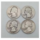 Washington Silver Quarters US Coins 4 Total