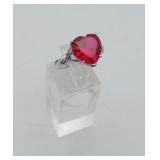 Sterling Silver Red Heart Ring Like New
