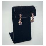 14K Yellow Gold Dangle Amethyst Earrings