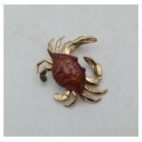 14K Yellow Gold Crab Pendant Charm 3.1 grams