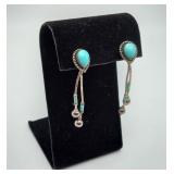 Sterling Silver Turquoise Dangle Earrings NA??