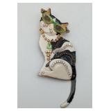Lunch At The Ritz Enamel Kitty Cat Rhinestone Pin