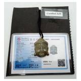 Oily Green Jade Buddha Pendant Necklace Certified