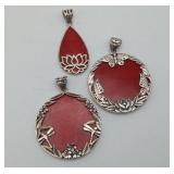 Sterling Red Coral Samuel B Collection Pendants