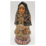 Russian Painted Old World Folk Art Wood Figure