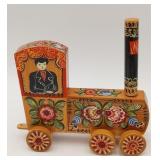 Russian Folk Art Khokhloma Wood Train Engine