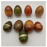 Ukrainian Pysanky Eggs Gold Trim Painted 9pcs
