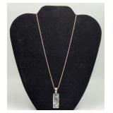 Sterling Silver Abalone Inlaid Pendant Necklace