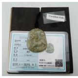 Natural Green Jade Dog Pendant Necklace