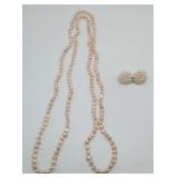 Winterthur Pink Chinese Pearl Necklace & Earring