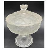 Fenton Water Lily Crystal Satin Glass Compote