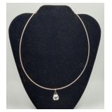 Sterling Silver LARGE CZ Pendant Cable Necklace