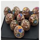 10 Russian Folk Art Wood Easter Eggs Hand Painted