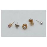 14k Gold Single Earrings with Stones 5 Pcs