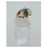 14k Gold Emerald Gemstone Cluster Ring 6g TWT