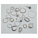 Sterling Silver SINGLE Earring Lot 45.8 grams