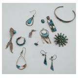 Turquoise Sterling Jewelry Lot Earring Pendants